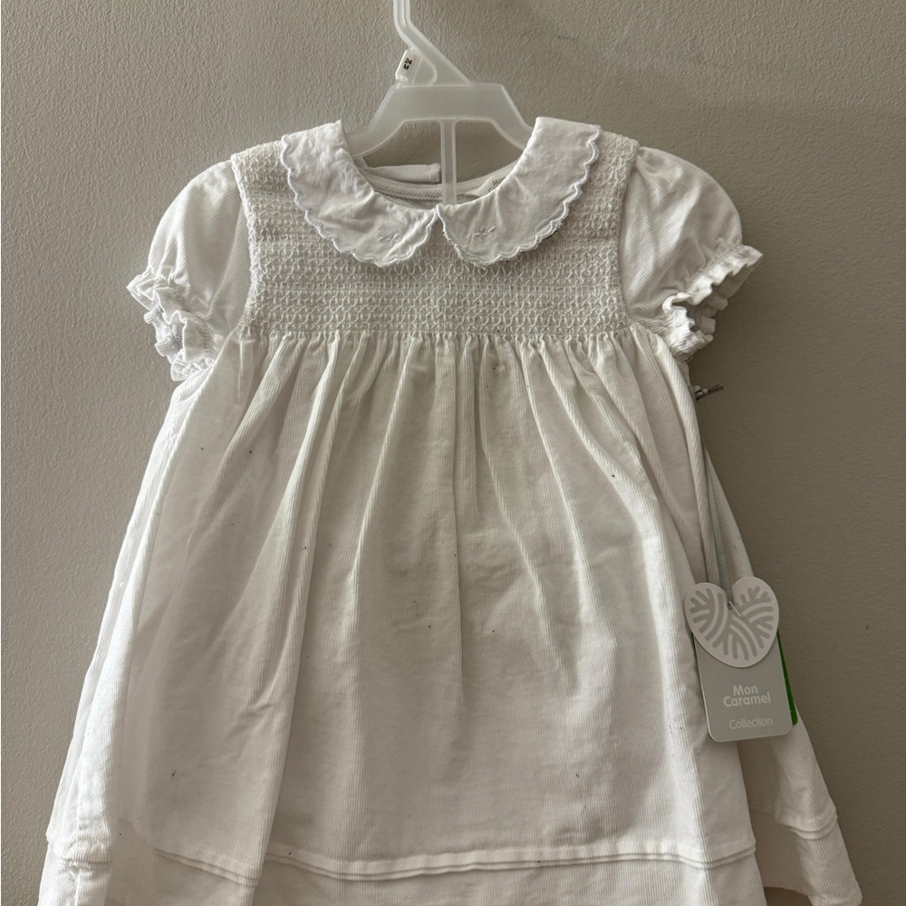 Caramel Cream Baby Dress with Collar